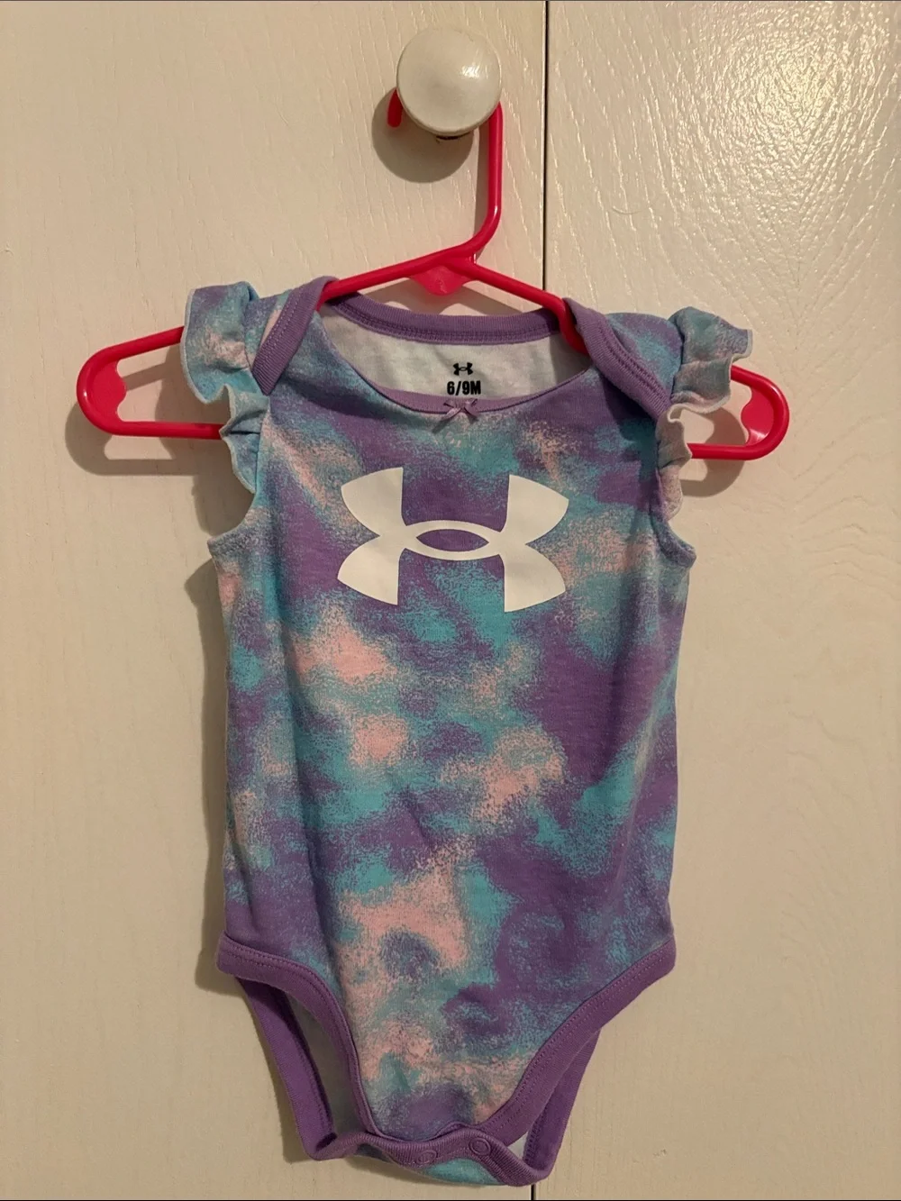 Under Armour Purple & Teal Tie-Dye Flutter-Sleeve One-Piece Bodysuit